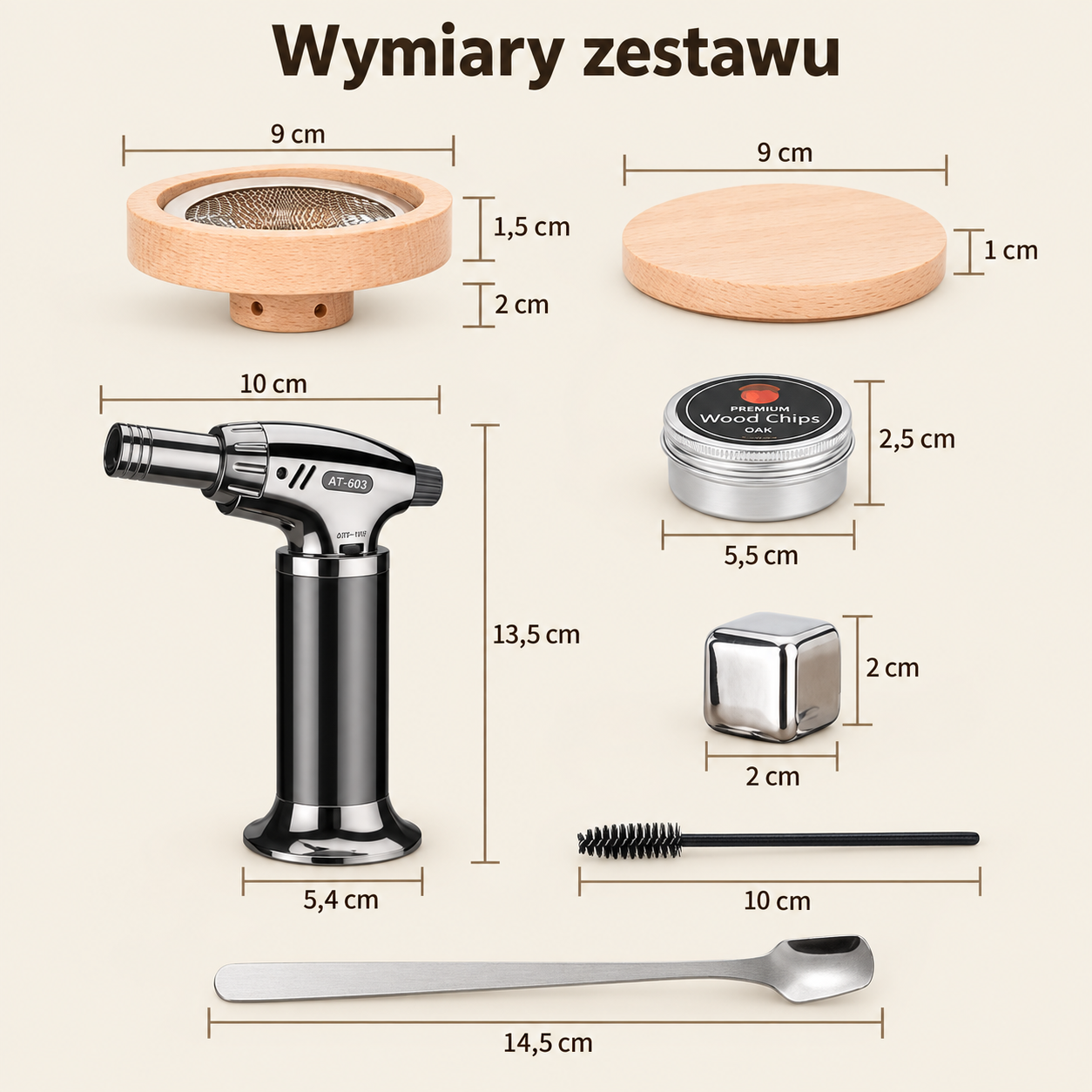 Wymiary nakładki do aromatyzowania koktajli